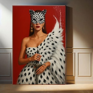 Chic Leopard Woman Vogue Poster Canvas Wall Art, Fashion Wall Art, Preppy Room Decor, Trendy Wall Art, Vogue Wall Art Print, Feminist art