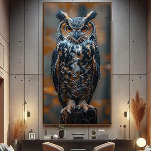 Owl Cottagecore Poster Art, Owl Art Print, Dark Gothic Fantasy Decor, Macabre Eerie Whimsical Artwork,Forest Owl Poster, Woodland Animal Art