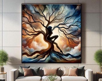 Nature Sexy Naked Woman Canvas Wall Art, Naked Lady, Fashion Wall Art, Feminist Art, Unique Wall Decor, Body Positive Art, Feminist Gifts