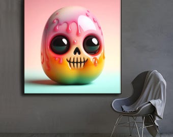 Mexican Sugar Skull Canvas Print: Dia De Los Muertos Wall Art, Halloween Decor