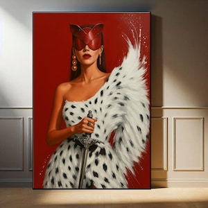 Chic Leopard Woman Vogue Poster Canvas Wall Art - Fashion Wall Art - Preppy Room Decor - Trendy Wall Art, Vogue Wall Art Print, Feminist art
