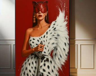 Chic Leopard Woman Vogue Poster Canvas Wall Art - Fashion Wall Art - Preppy Room Decor - Trendy Wall Art, Vogue Wall Art Print, Feminist art