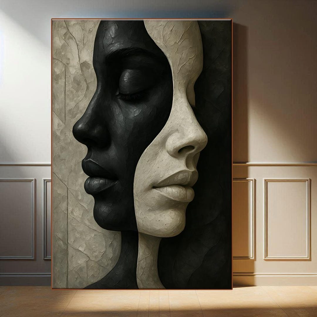Abstract Woman Face Painting Canvas Wall Art, Fine Art Prints, Woman ...