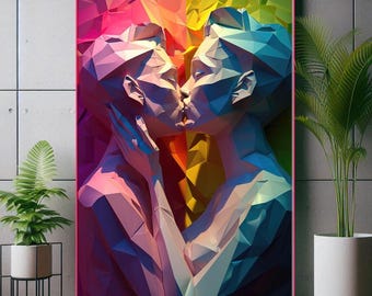 Trendy Queer Lgbtq Lesbian Wedding Gifts Canvas Wall Art, Abstract Lesbian Art, Lesbian Poster, Lesbian Wedding Gift, Lgbtq Feminist Art