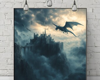 Dark Fantasy Dragon Canvas Print: Dragon Wall Art for Gothic Home Decor
