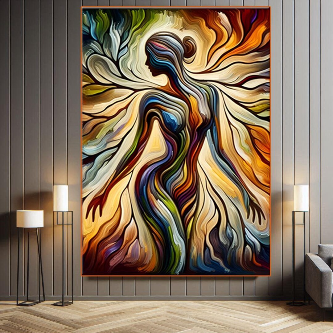 Beautiful Female Body, Female Art, Nude Abstract Painting Wall Art