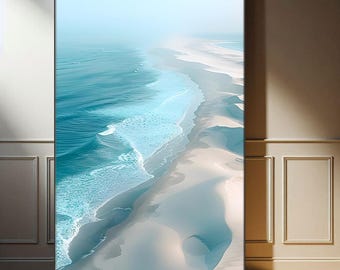 Lienzo decorativo con olas costeras rompiendo en la naturaleza, arte mural costero oceánico, decoración costera, arte mural náutico, decoración de playa, regalo de inauguración de la casa -5