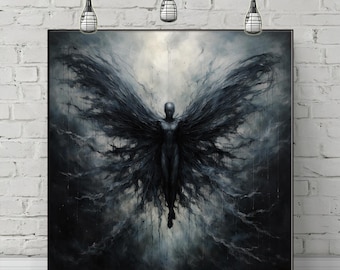 Dark Angel Canvas Print: Fantasy Woman Wall Art for Gothic Decor