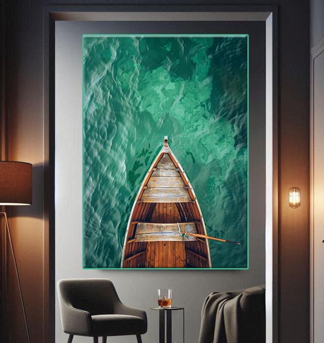 Vintage Wooden Boat Canvas Print, Nautical Wall Art, Rustic Marine ...
