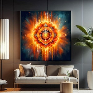 Sacral Chakra Wall Art, Mandala Wall Art, Mystical Chakra Canvas, Spiritual Decor Gift, Meditation Canvas Wall Art, Boho Healing Wall Art