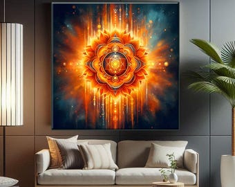 Sacraal chakra kunst aan de muur, mandala kunst aan de muur, mystieke chakra canvas, spiritueel decor cadeau, meditatie canvas muur kunst, mystieke chakra canvas, boho healing kunst aan de muur