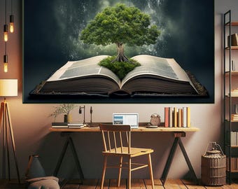 Lienzo decorativo para pared con el Árbol de la Vida, impresión de conocimiento místico de la naturaleza, póster del Árbol del Conocimiento, Sabiduría y Crecimiento, regalo de decoración para biblioteca espiritual.