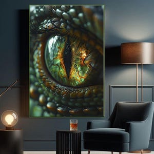 Enchanted Dragon Eye Art Print, Fantasy Wall Art, Magical Dragon Decor, Dark Academia Poster, Whimsical Wall Artwork, Fantastic Creature Art