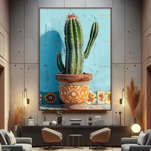 Cactus Canvas Wall Art, Boho Botanical Wall Art, Floral Wall Decor, Southwest Cactus Art, Mexican Art, Housewarming Gift, Farmhouse Wall Art