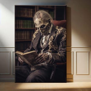 Stimmungsvoller dunkler Hexenkern Buchliebhaber Wand Kunst Druck, Gothic Wohnkultur, Monster Wand Kunst, Dark Academia Leinwand, Halloween Kunst, Buch Liebhaber Geschenk