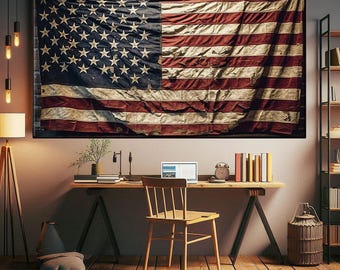 Patriotic American Pride Flag 4th of July Canvas Wall Art, United States Flag Wall Art, Man Cave Decor, Usa Flag, independence Day, July 4th