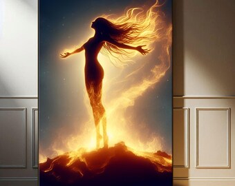Phoenix Canvas Print: Divine Feminine Wall Art for Spiritual Home Decor