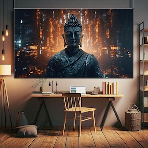 Cosmic Buddha Wall Art, Asian Yoga Zen Garden Decor for Yoga Lovers and Mindful Spaces, Meditation New Home Gift, Abstract Buddha Wall Art