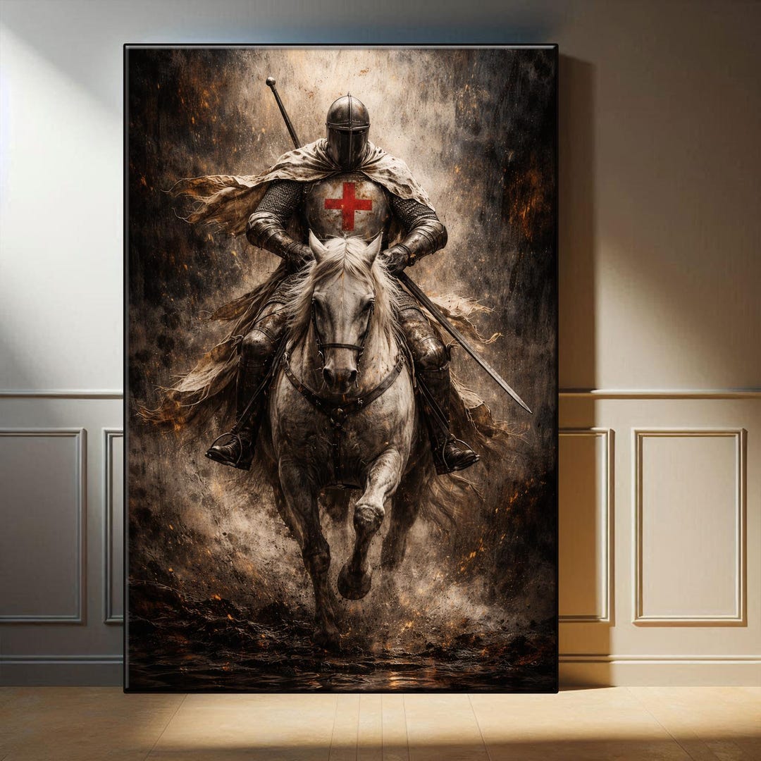 Crusader Knight Canvas Art, Dark Medieval Warrior Wall Decor - Etsy