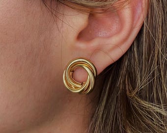 Aros minimalistas con nudo de amor, delicados, mininudos dorados, vintage, dorados