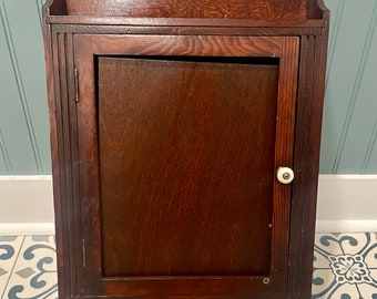 Vintage Wood Medicine Cabinet with White Knob and Towel Rack (No Glass Mirror)