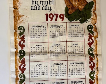 Torchon Calendrier 1968 Ski Jump – Vintage, 45x55cm, 100% Coton, Motif Skieur JO