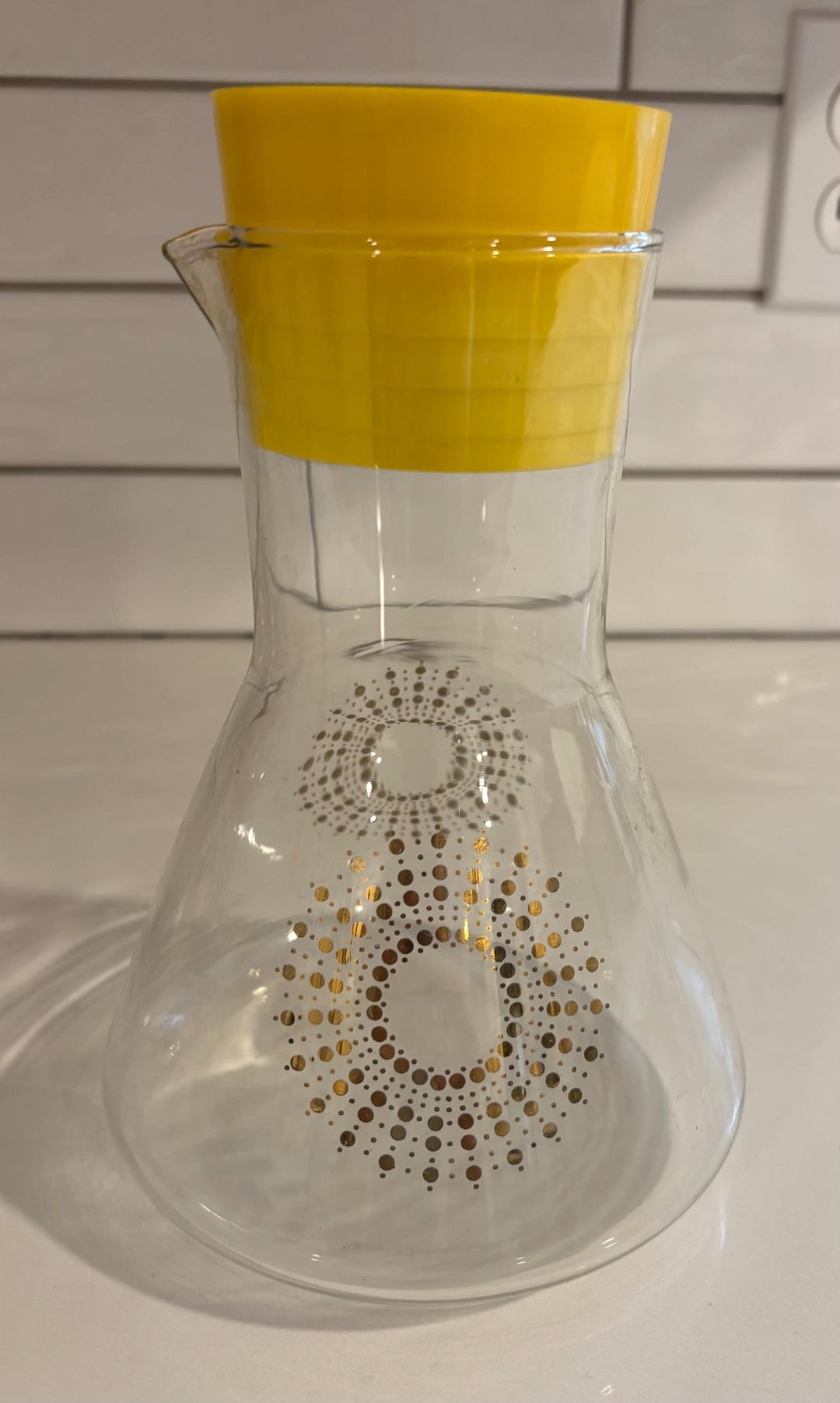 Pyrex Sunburst Pattern Vintage Pyrex Atomic Sunburst Juice Carafe or Decanter or Pitcher With ...