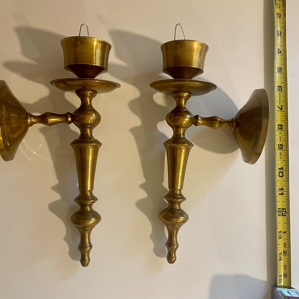 Pair of Solid Brass Wall Sconces/Candle Holders