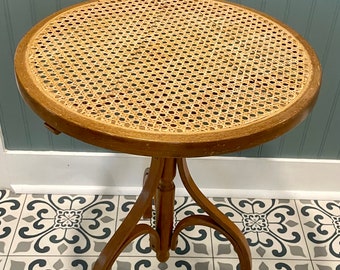 Vintage Bentwood Round Cane Side Table