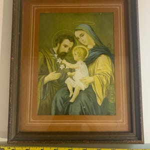 Wooden Framed Antique Holy Family Catholic Print