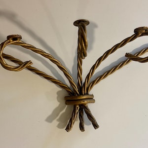 Vintage Twisted Rope Gold Shelf Base Only - NO GLASS Hollywood Regency Wall Decor