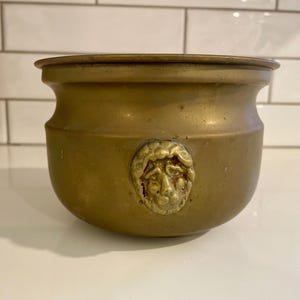 Vintage Brass Lion Head Planter