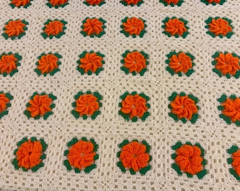 Manta afgana cuadrada de ganchillo estilo vintage de la abuela