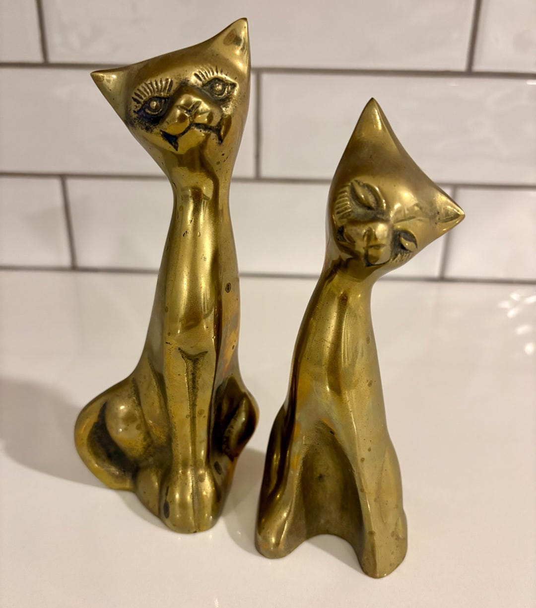 Pair of MCM Vintage Brass Siamese Cat Figurines by Seiden Made in Korea ...