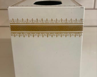 Vintage Weiß und Gold Taschentücherbox von Andre Richard aus Japan