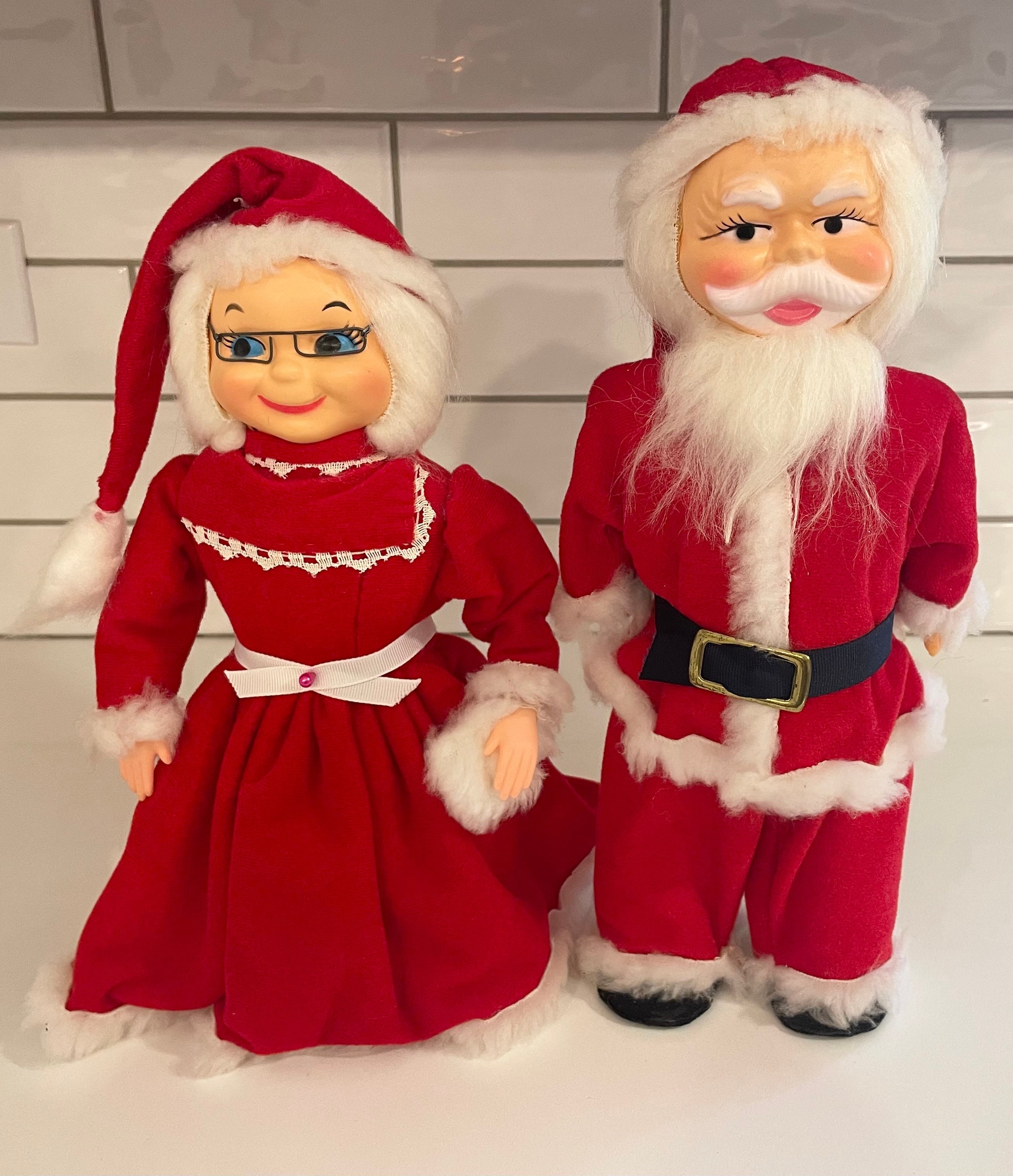 Vintage Santa and Mrs. Claus Handmade Soap Bottle Dolls Christmas