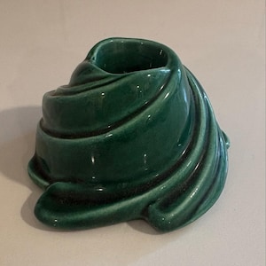 Claire Lerner Emerald Green Swirl Ceramic Candlestick Holder