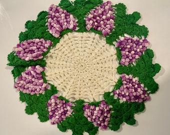 Pair of Grape Crocheted Doilies