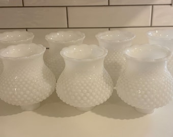 Vintage Milk Glass Hobnail Tulip Lamp Shades - Multiple Available