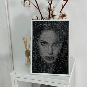 Rhinestones Custom portrait Personalized photo Christmas gift Wedding Birthday Gift Wall decor glitter Drawing from photo Swarovski portrait
