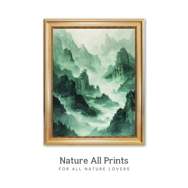 Peinture de paysage chinois à l'encre: Minimalisme, Géométrie Abstraite, Paysages Oniriques Doux