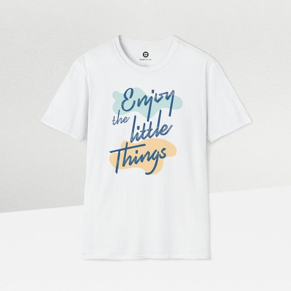 Enjoy The Little Things Graphic Tee - Minimalist Watercolor Art - Cozy and Inspirational Tee - Great Gift for Friends and Self-Care