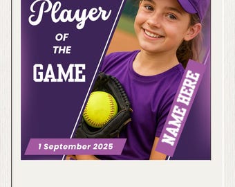 Softball Player of the Game Template - Bearbeitbare Canva-Vorlage