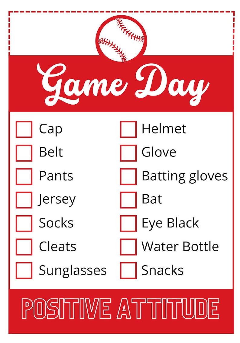 Baseball Game Day Checklist – Editable Canva Template - Etsy