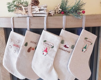 Christmas stocking, embroidered christmas stocking, personalized christmas stocking, family stocking, named christmas socking