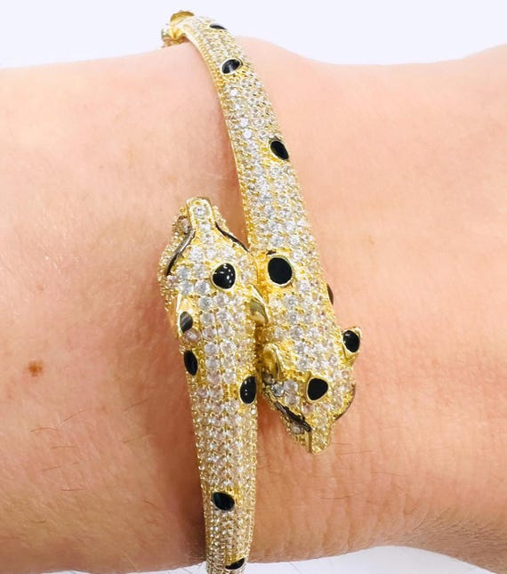 Gold panther bracelet new arrivals