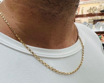 BELCHER 18K Yellow Gold Chain, 18K Gold Chain, 18K Gold Oval Rolo Chain, Various Sizes
