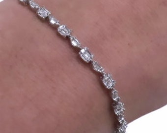 Riviere BRACELET with Diamonds and 18 carat White gold, Beautiful Diamond Bracelet