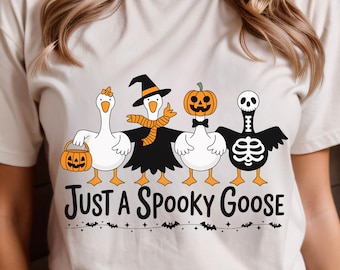Spooky Goose Halloween Clipart, Witch, Pumpkin, Skeleton, Sublimation Design, Digital Download