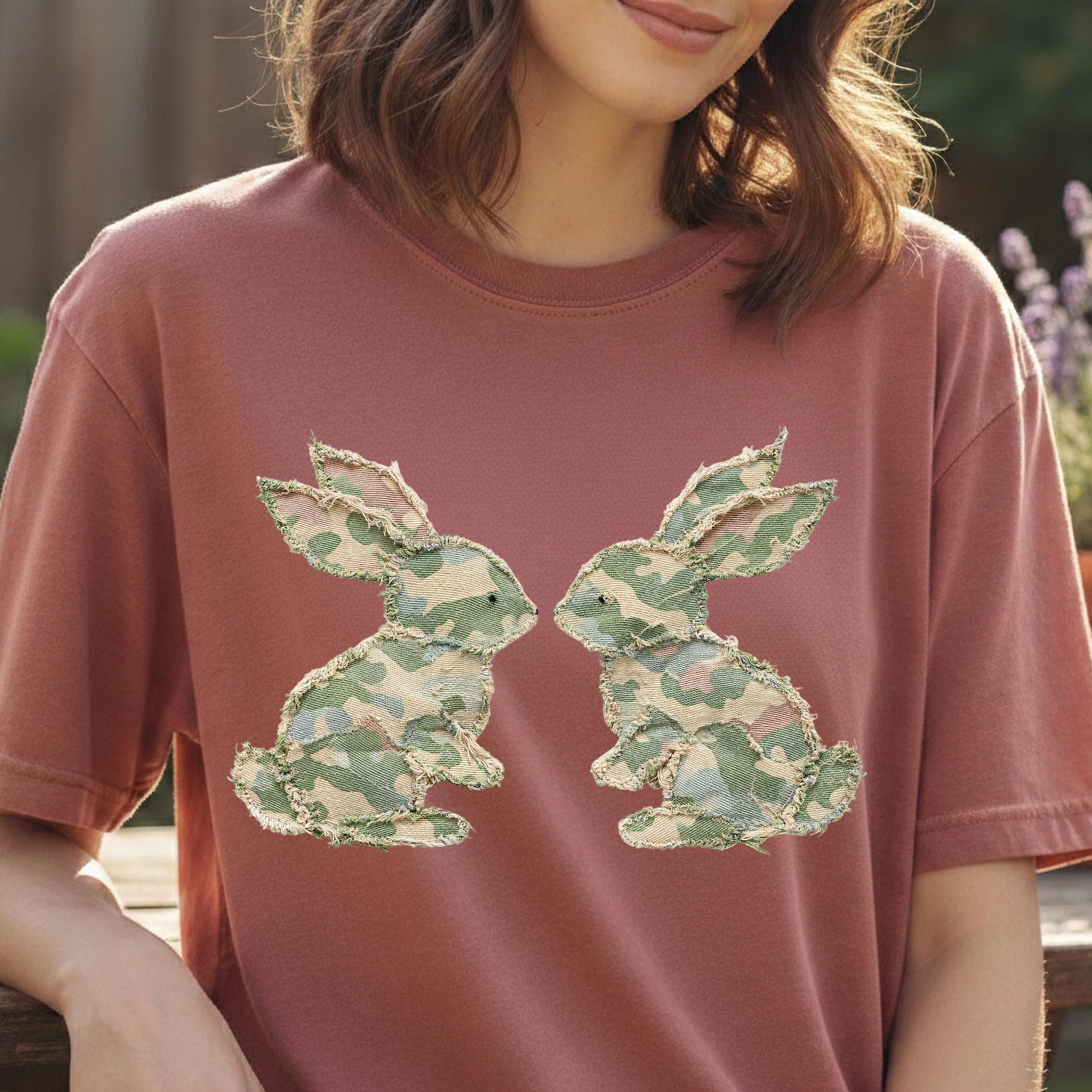 What Bunny Rabbit Camaflouges Camouflage Bunny PNG, Camo Easter Faux Patchwork, Distressed Embroidery ...